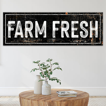 Farm Fresh Sign canvas Tailored Canvases, black distressed panel with white border on Tampa Home & Garden Store