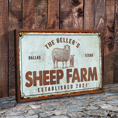 Sheep Farm Sign III canvas crafting by Tailored Canvases, rustic wood backdrop on Tampa Home & Garden Store