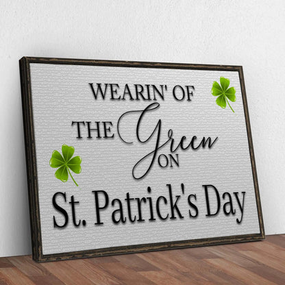 Canvas sign Wearin' Of The Green St Patrick's Day with shamrocks rustic frame Tailored Canvases on Tampa Home & Garden Store