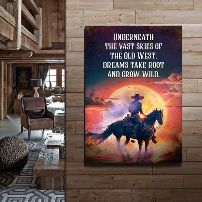 Underneath The Vast Skies Of The Old West Sign canvas Tailored Canvases starry night on wood on Tampa Home & Garden Store