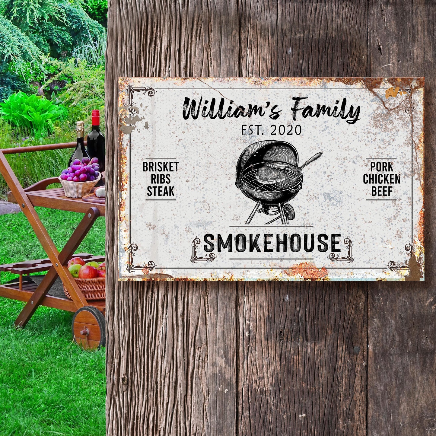 Family Smokehouse Sign II canvas crafting sign by Tailored Canvases, rustic grill motif on Tampa Home & Garden Store