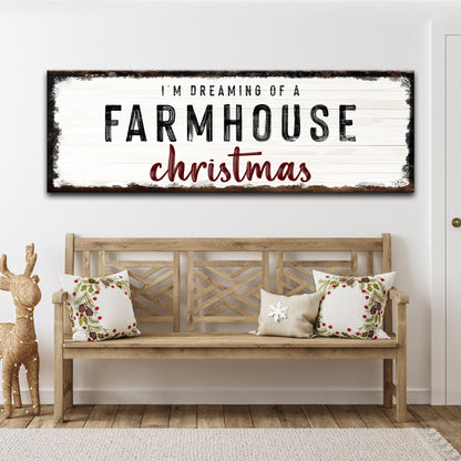 Farmhouse Christmas sign canvas by Tailored Canvases, distressed white with black FARMHOUSE on Tampa Home & Garden Store