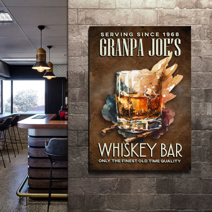 Canvas Only The Finest Whiskey Bar Sign by Tailored Canvases, rustic wood panel with whiskey art on Tampa Home & Garden Store