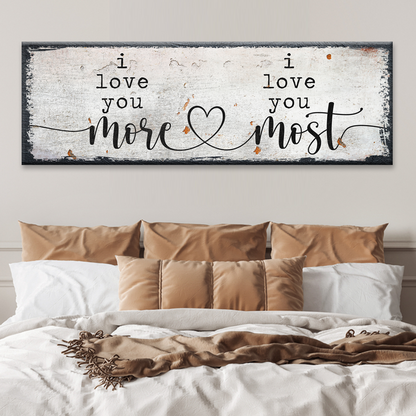 Crafting canvas sign I love you more I love you most Tailored Canvases rustic distressed on Tampa Home & Garden Store
