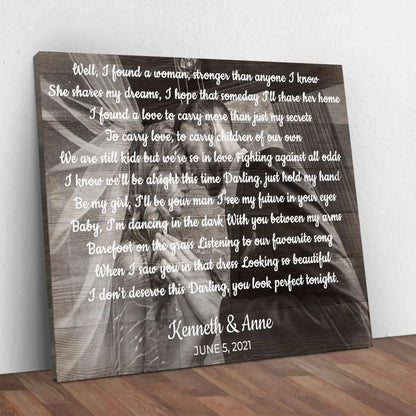 Wedding Song Sign Canvas with rustic background and white script lyrics Tailored Canvases on Tampa Home & Garden Store