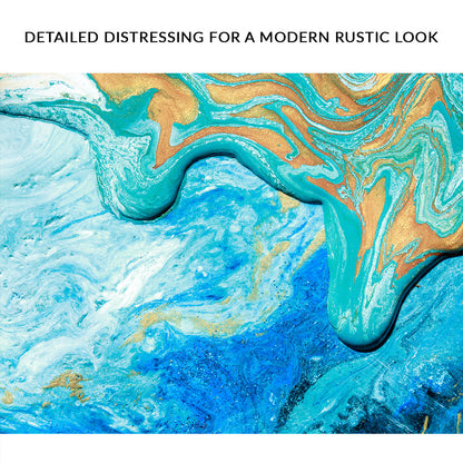 Abstract Sea Canvas by Tailored Canvases; blue turquoise marbling with gold accents on Tampa Home & Garden Store