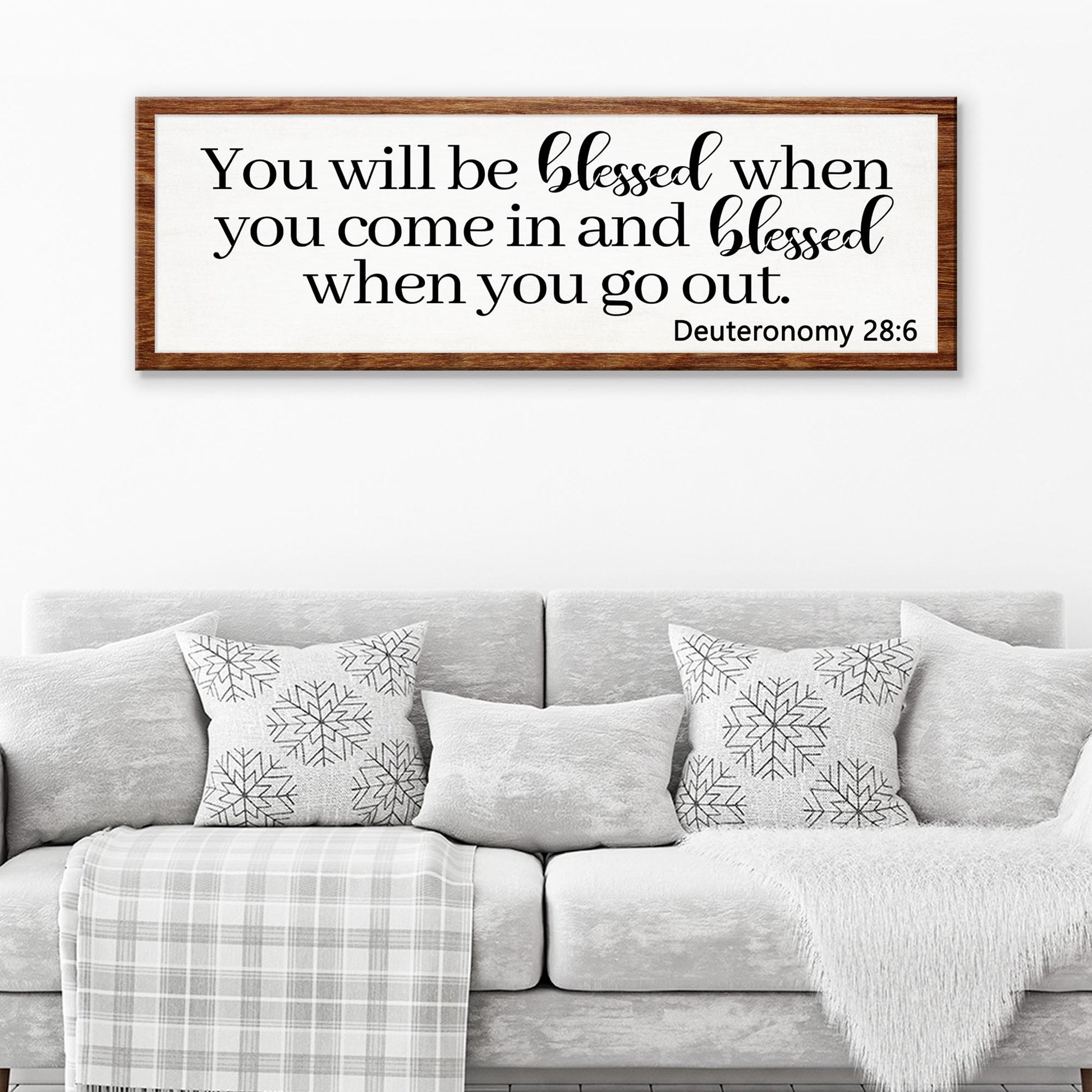 Canvas sign Deuteronomy 28:6 blessed when you come and go out, black on white Tailored Canvases on Tampa Home & Garden Store