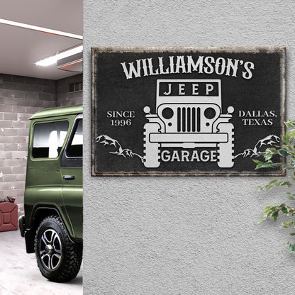 Family Garage Jeep Sign canvas by Tailored Canvases for crafting decor on Tampa Home & Garden Store