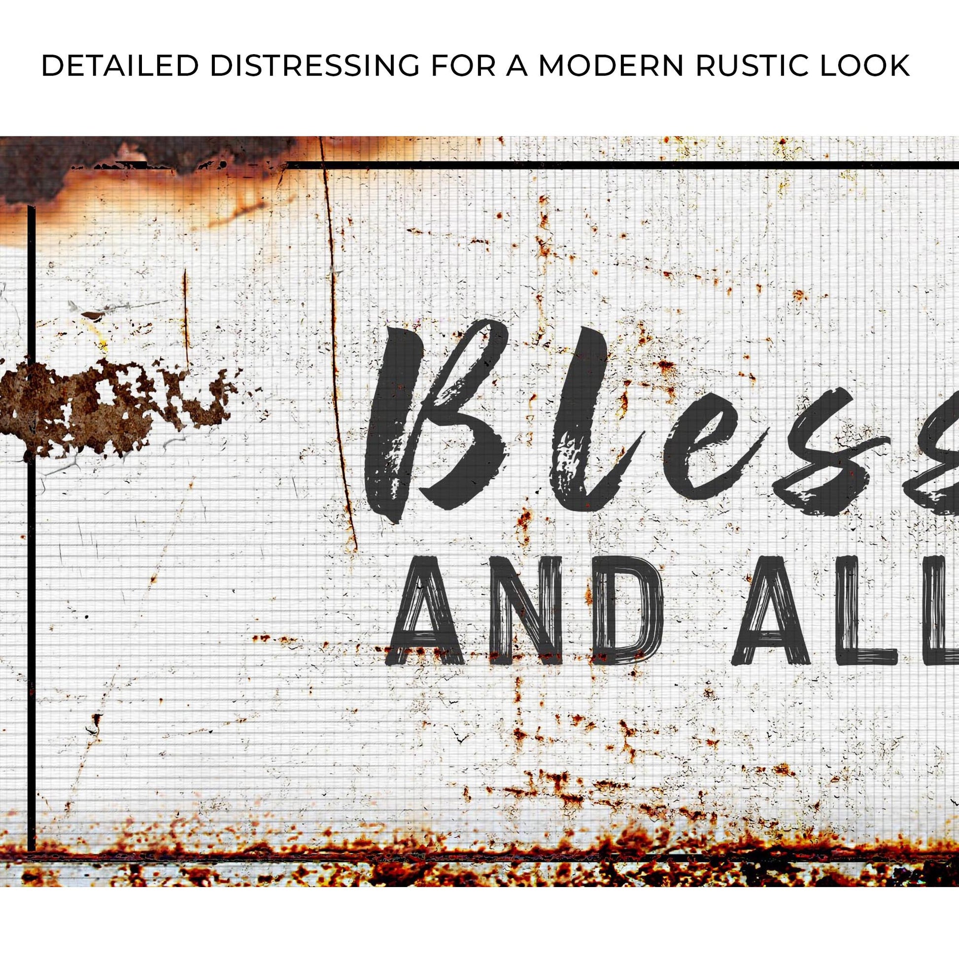 Bless This Home Christian canvas wall decor by Tailored Canvases in distressed rustic style on Tampa Home & Garden Store