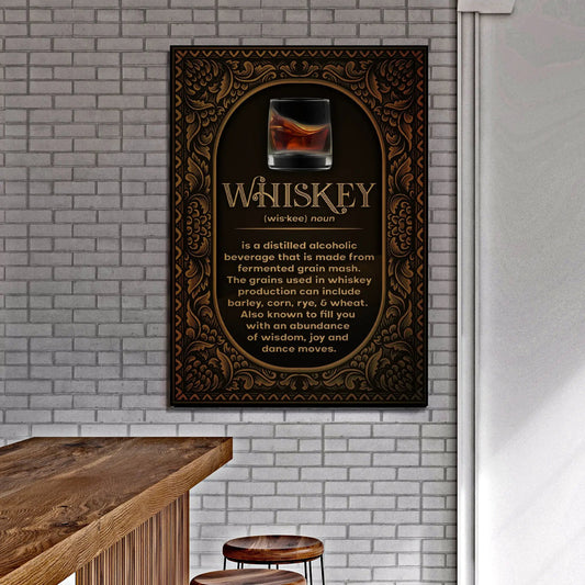 Whiskey Definition Sign canvas Tailored Canvases with whiskey glass on Tampa Home & Garden Store