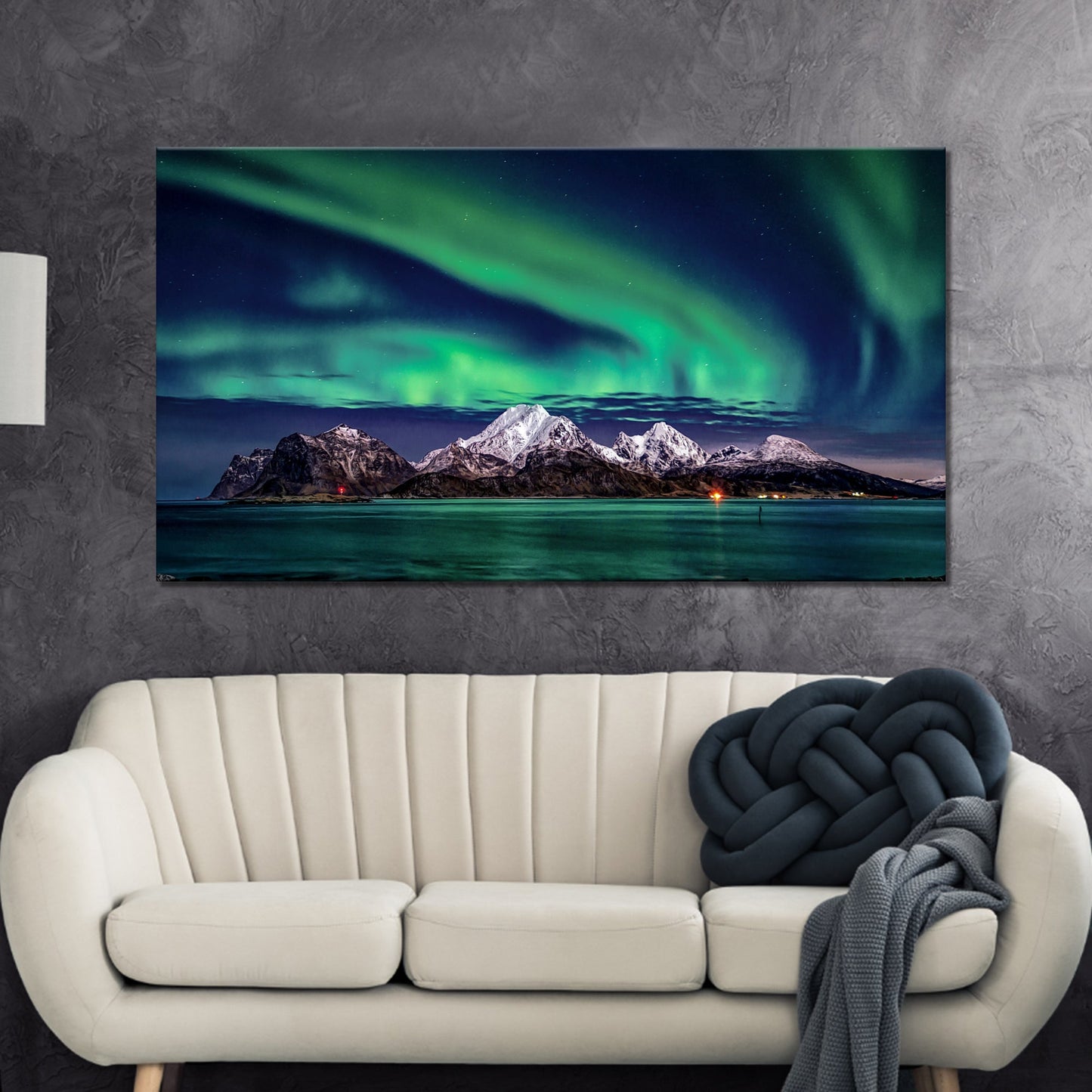 Lake And Northern Lights Canvas Wall Art by Tailored Canvases, aurora over mountains on Tampa Home & Garden Store