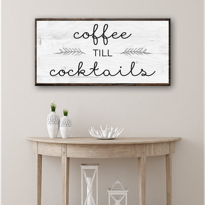 Coffee Till Cocktails Sign canvas with whitewashed panel and dark frame by Tailored Canvases on Tampa Home & Garden Store