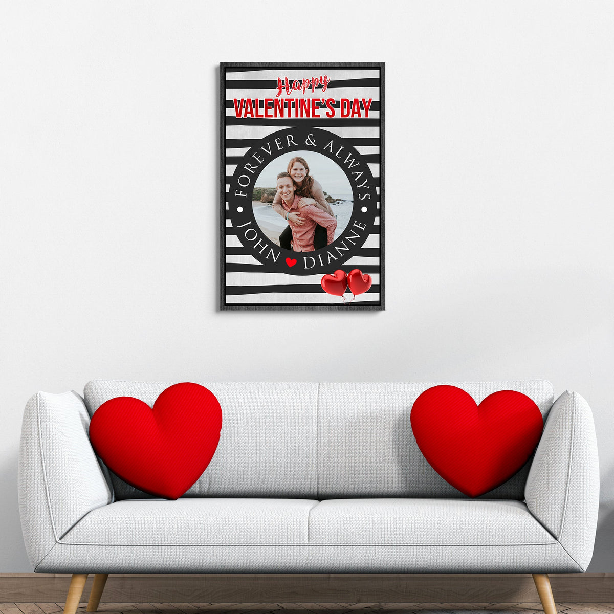 Forever And Always Modern Sign canvas by Tailored Canvases with red Valentine text on Tampa Home & Garden Store