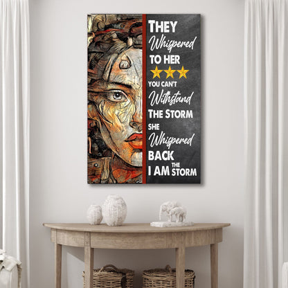 I Am The Storm Sign IV canvas wall art; left mosaic portrait, right chalkboard typography on Tampa Home & Garden Store