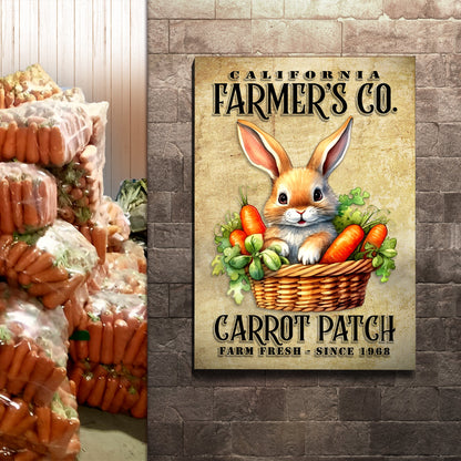 Canvas Farm Fresh Carrot Patch sign with bunny and carrot basket Tailored Canvases on Tampa Home & Garden Store
