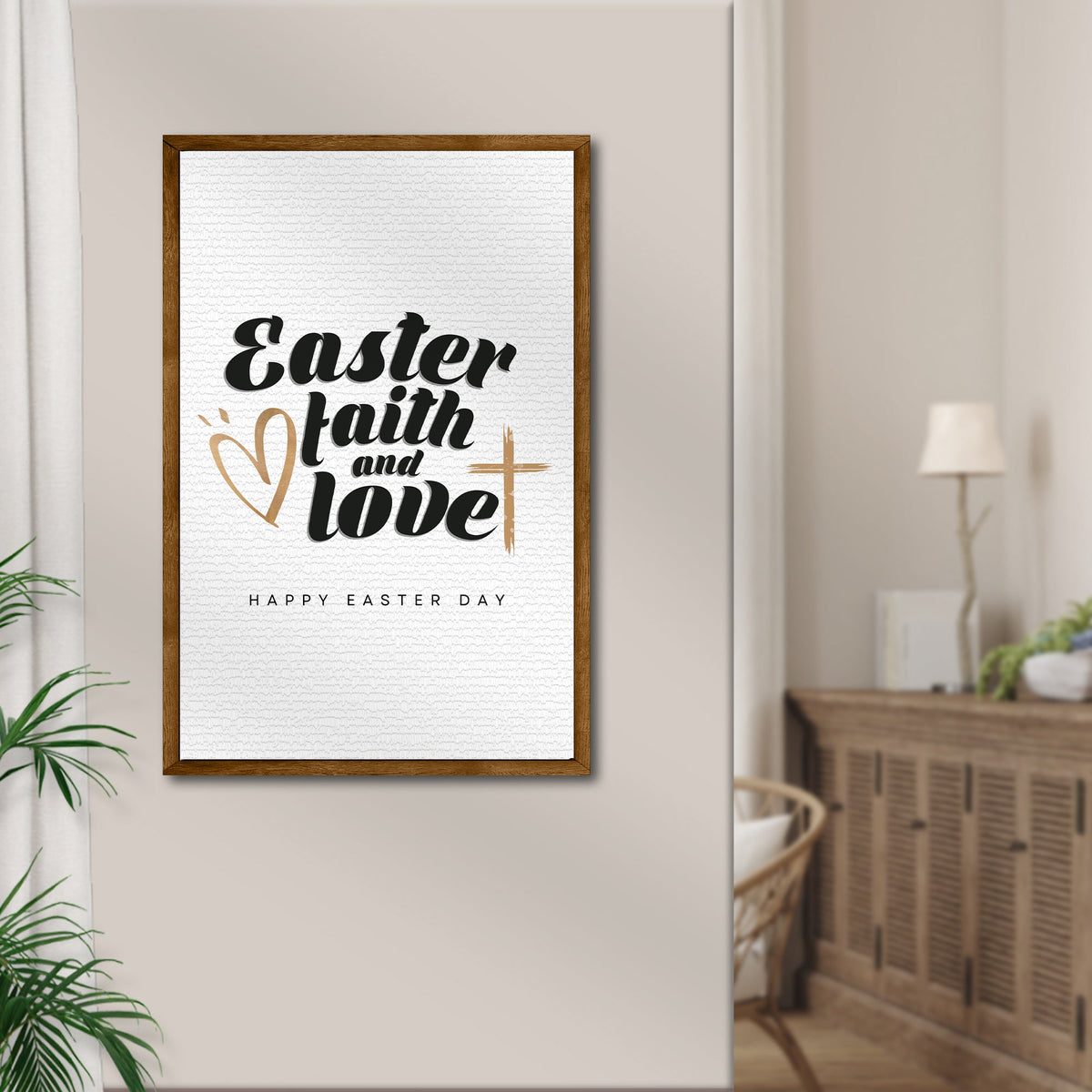 Tailored Canvases Easter Faith and Love sign canvas with wood frame on Tampa Home & Garden Store