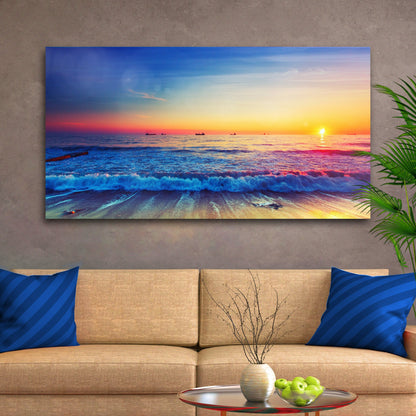 Sunrise Over The Ocean Canvas Wall Art by Tailored Canvases; tranquil sunset over waves on Tampa Home & Garden Store