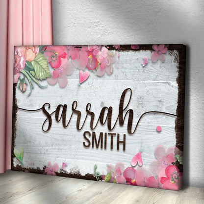 Floral Kids Room Sign canvas by Tailored Canvases featuring pink floral border on Tampa Home & Garden Store