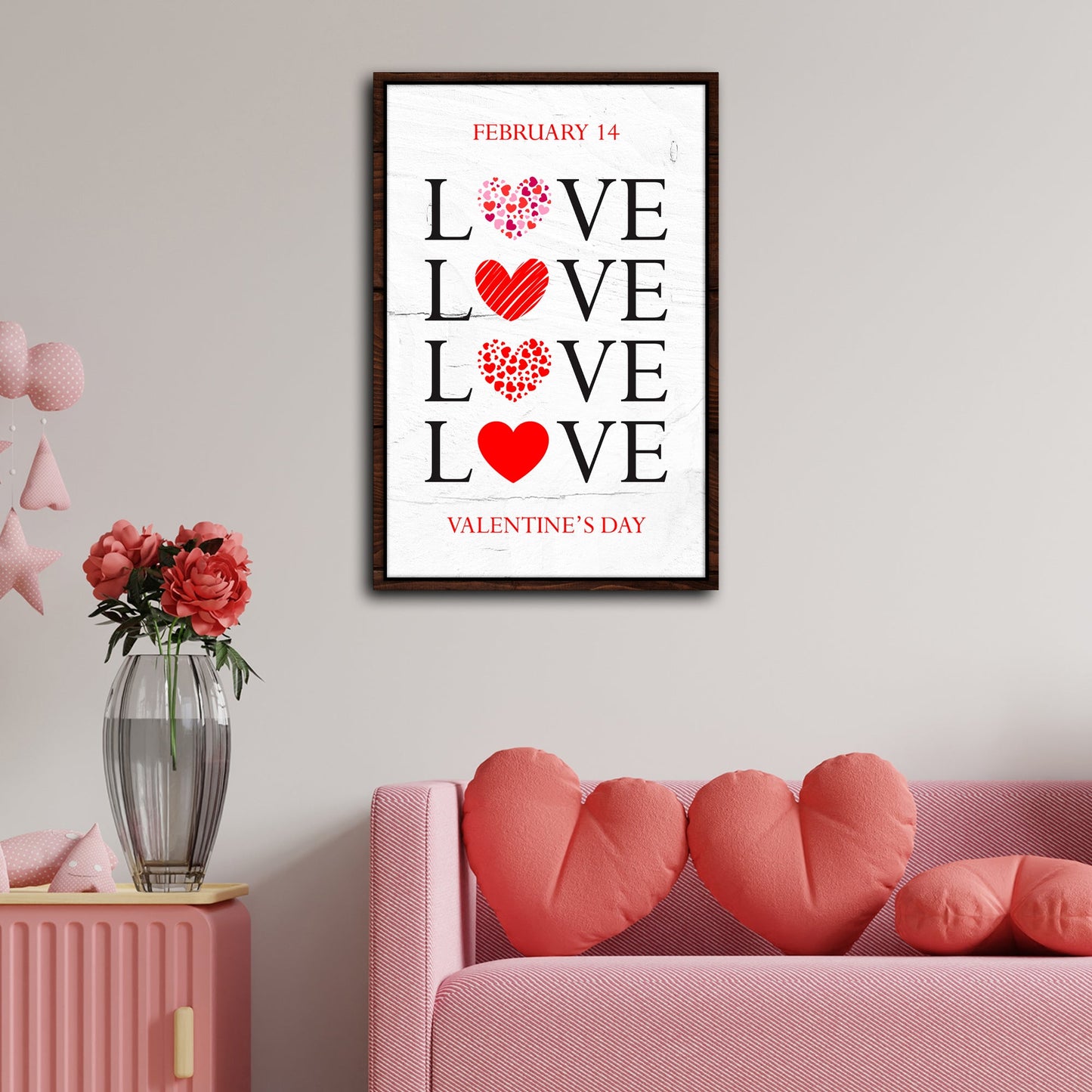 Valentine's Day Sign VIII canvas by Tailored Canvases; LOVE letters with heart motifs on Tampa Home & Garden Store