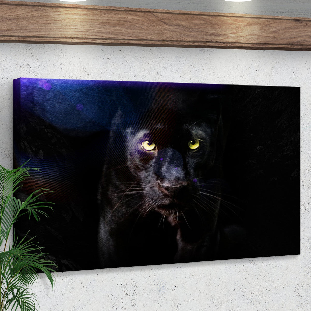 Rare Black Panther Canvas Wall Art by Tailored Canvases; dark panther on canvas with yellow eyes on Tampa Home & Garden Store