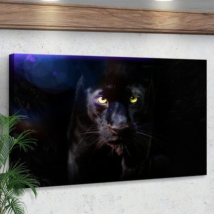 Rare Black Panther Canvas Wall Art by Tailored Canvases; dark panther on canvas with yellow eyes on Tampa Home & Garden Store
