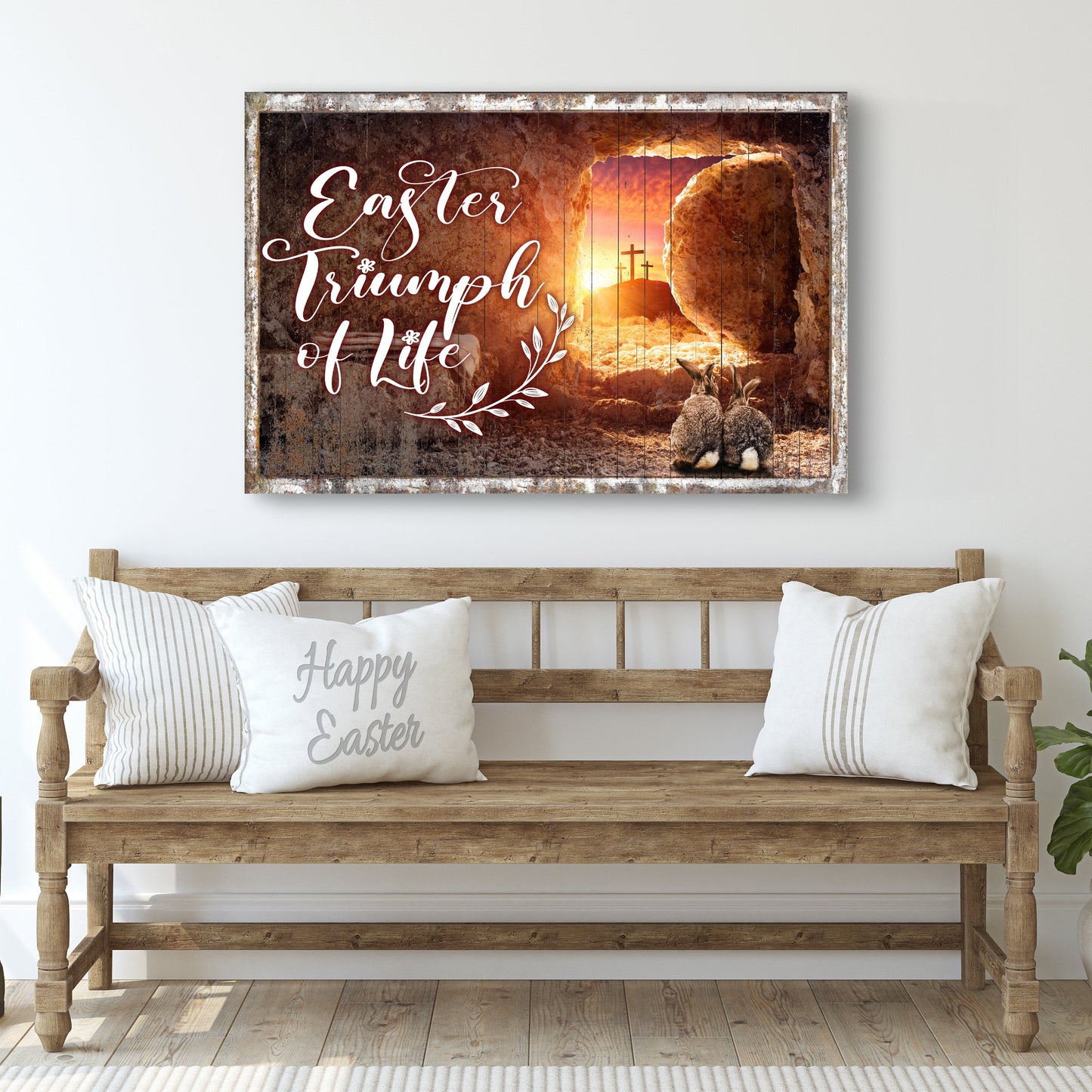 Canvas Easter Triumph Of Life Sign by Tailored Canvases in rustic framed print on Tampa Home & Garden Store