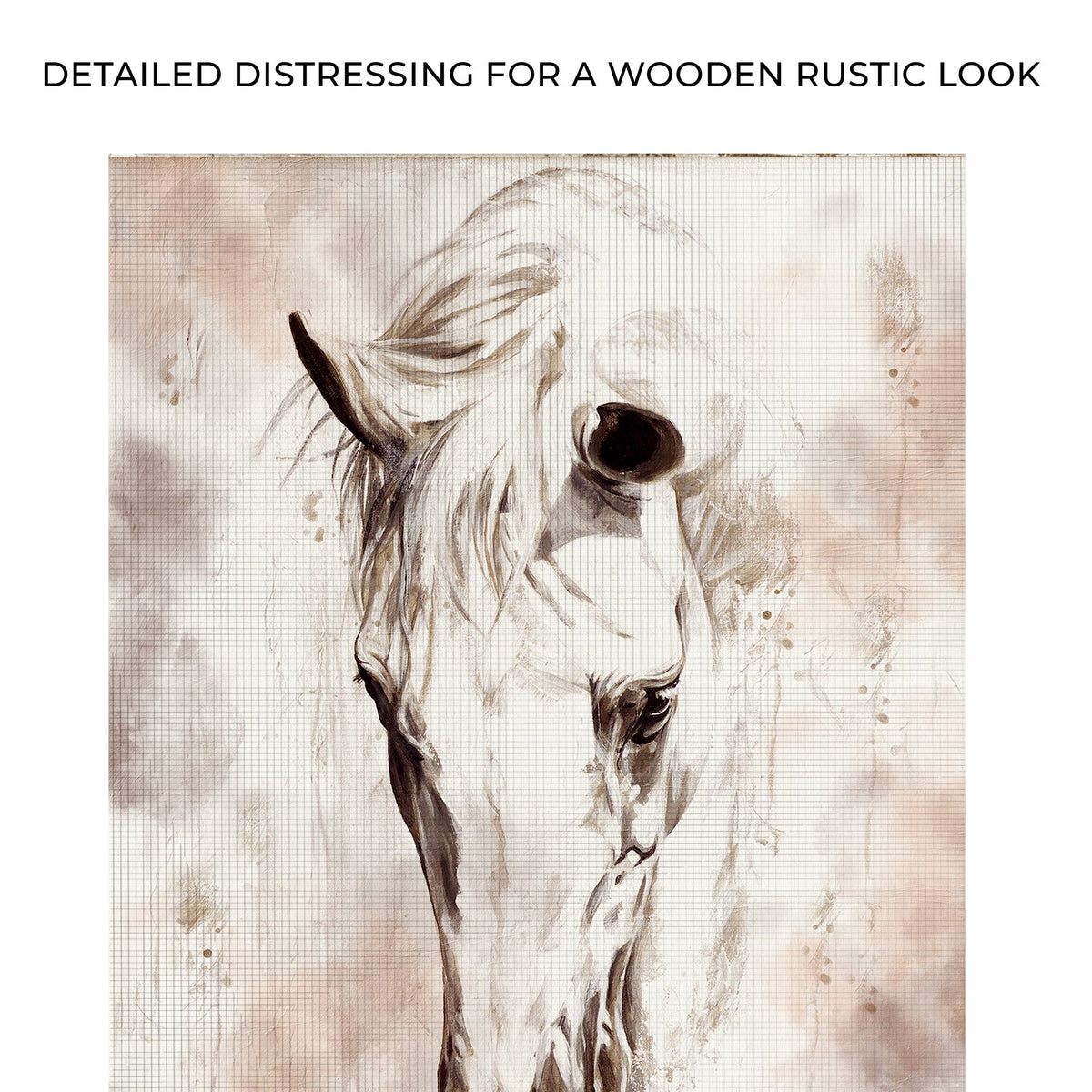 Sorrowful Horse Canvas Wall Art sepia sketch on graph-paper texture by Tailored Canvases on Tampa Home & Garden Store