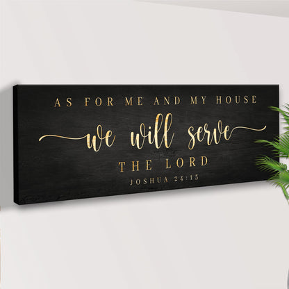 Canvas wall art black with gold lettering reading Joshua 24:15 As for me and my house on Tampa Home & Garden Store
