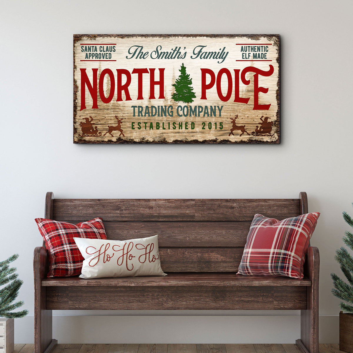 Canvas sign Christmas Trading Co North Pole rustic wood Tailored Canvases on Tampa Home & Garden Store