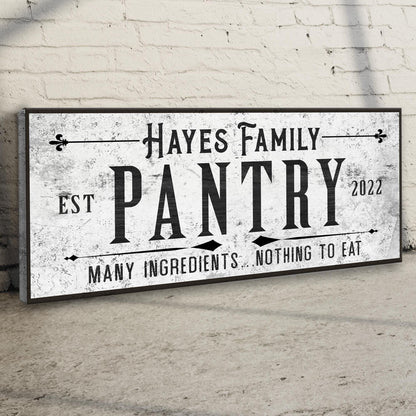 Many Ingredients, Nothing To Eat pantry sign canvas with distressed white finish on Tampa Home & Garden Store