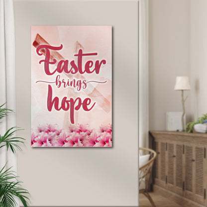 Easter Brings Hope Sign canvas wall art in pink with floral bottom on Tampa Home & Garden Store
