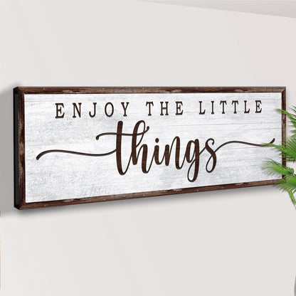Enjoy the Little Things canvas sign with distressed white wood frame Tailored Canvases on Tampa Home & Garden Store