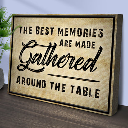 Canvas sign with burlap texture and black frame reading The Best Memories Are Made on Tampa Home & Garden Store