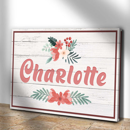 Flower Kids Room Sign canvas by Tailored Canvases with floral bouquet on wood backdrop pink trim on Tampa Home & Garden Store