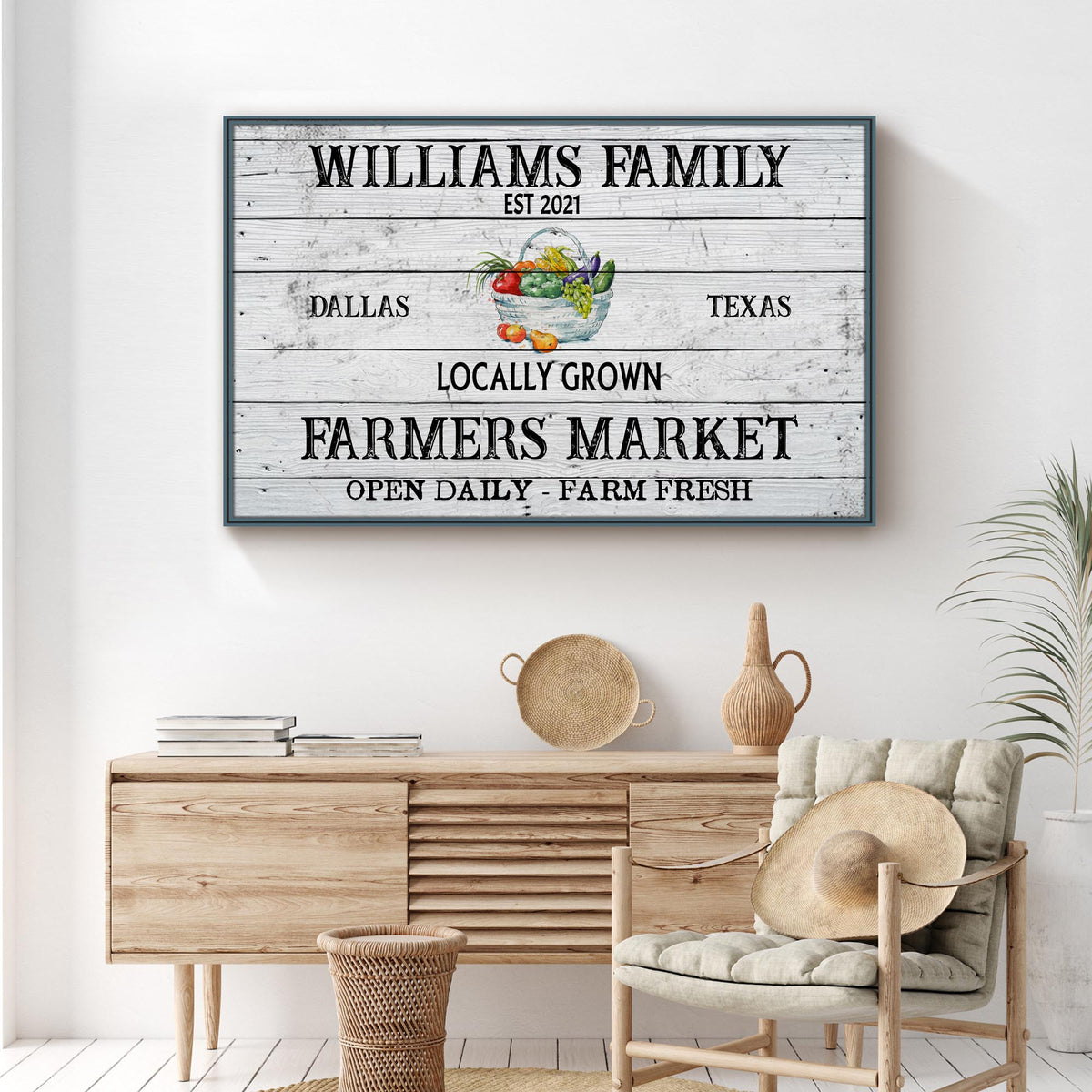 Farmers Market Sign II canvas by Tailored Canvases, rustic whitewashed crafting canvas on Tampa Home & Garden Store