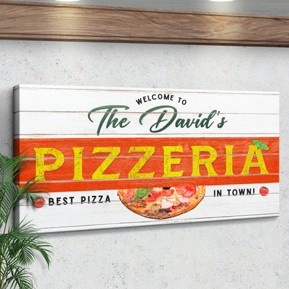 Best Pizza In Town pizzeria sign canvas Tailored Canvases with wood and PIZZERIA lettering on Tampa Home & Garden Store