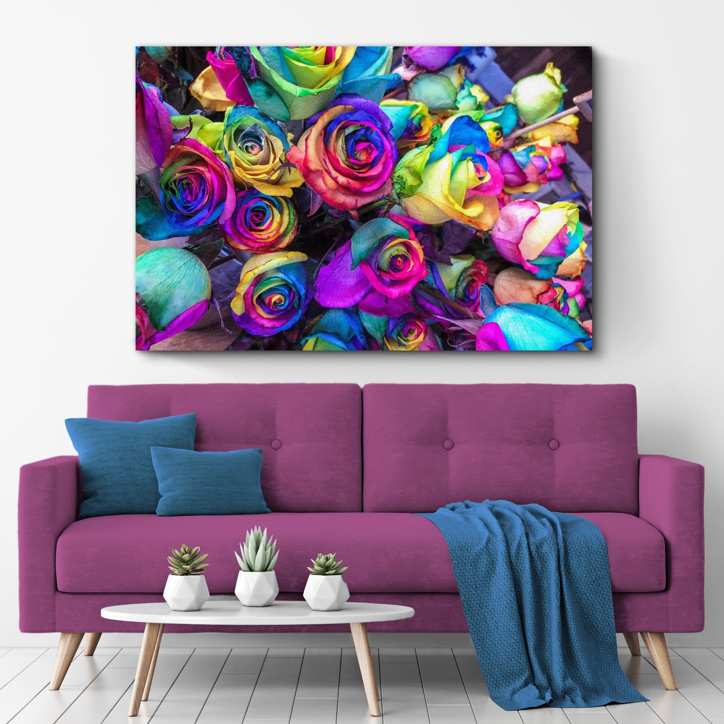 Rainbow Roses Canvas Wall Art floral print on canvas Tailored Canvases Crafting Canvas on Tampa Home & Garden Store