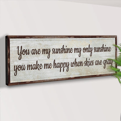You Are My Sunshine Sign III canvas with a weathered wood frame and vintage script lettering on Tampa Home & Garden Store