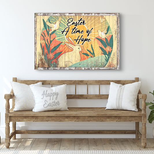 Canvas Easter A Time Of Hope by Tailored Canvases, rustic framed craft sign with birds on Tampa Home & Garden Store