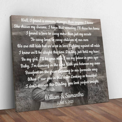 Wedding Song Sign canvas by Tailored Canvases with wood plank backdrop on Tampa Home & Garden Store