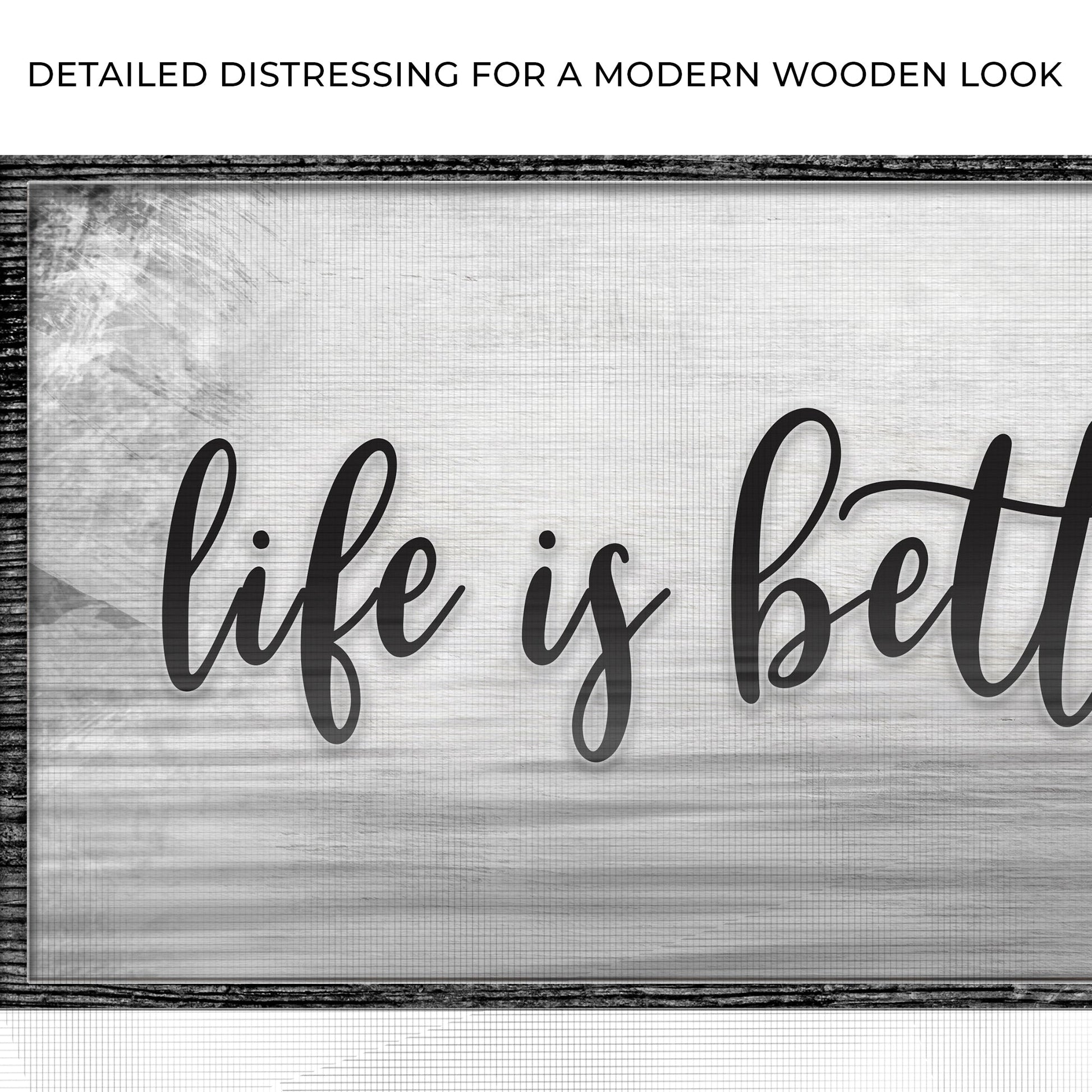 Life Is Better At The Lake canvas with black cursive text Tailored Canvases on Tampa Home & Garden Store