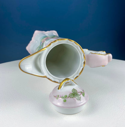 Tall, 11-Inch Antique Hand Painted Hot Chocolate Pot. Stunning Peach Color Roses. Collectible Fine Bone China. Bohemian Chic. - Tampa Home & Garden Store
