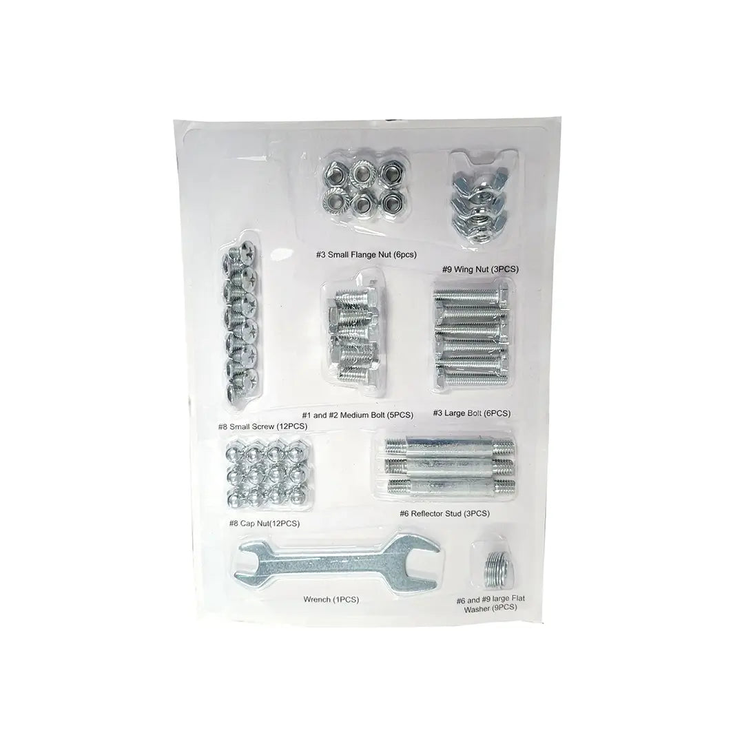 Tall patio heater hardware packet with silver bolts, nuts, screws and washers Fire Sense on Tampa Home & Garden Store