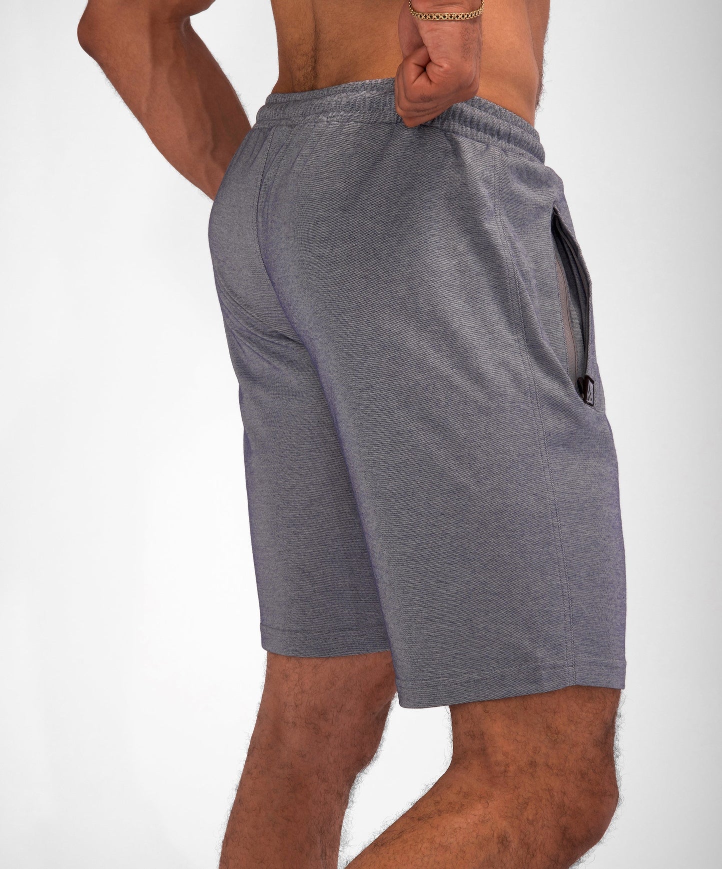 Urban Stride All-Day Wear Shorts gray 11-inch inseam with side zip pocket SCR Sportswear logo on pocket on Tampa Home & Garden Store
