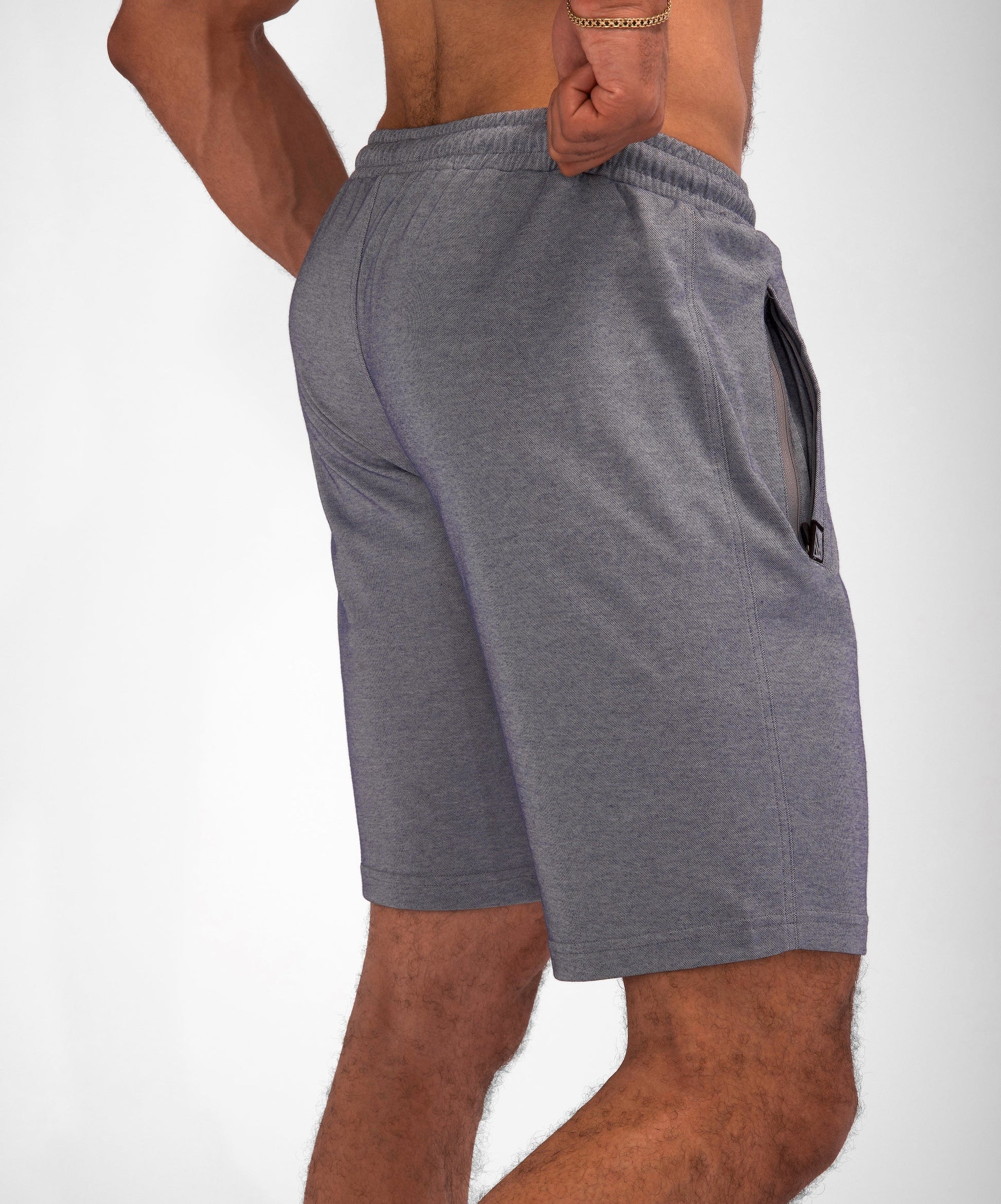 Urban Stride All-Day Wear Shorts gray 11-inch inseam with side zip pocket SCR Sportswear logo on pocket on Tampa Home & Garden Store