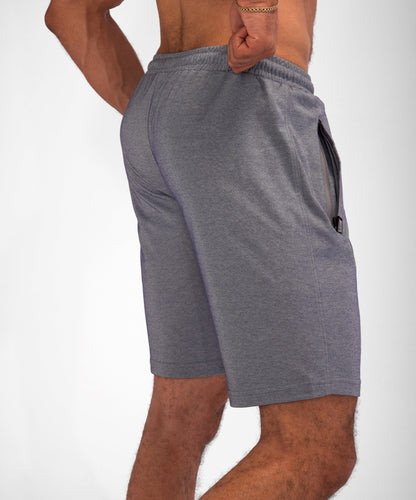 Urban Stride All-Day Wear Shorts gray 11-inch inseam with side zip pocket SCR Sportswear logo on pocket on Tampa Home & Garden Store