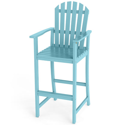 Tall Adirondack Chair with Armrests and Footrest for Deck