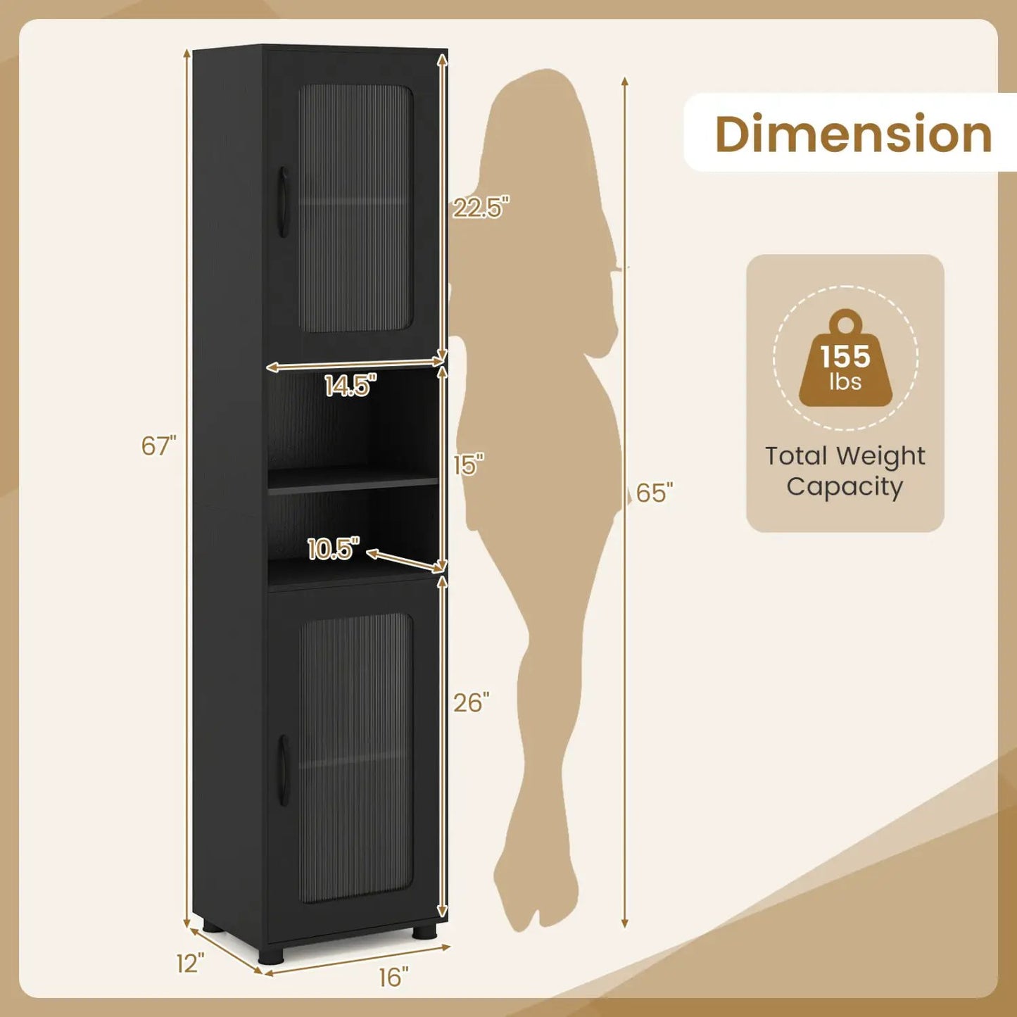 Tall Bathroom Storage Cabinet 67 Inch Organizer