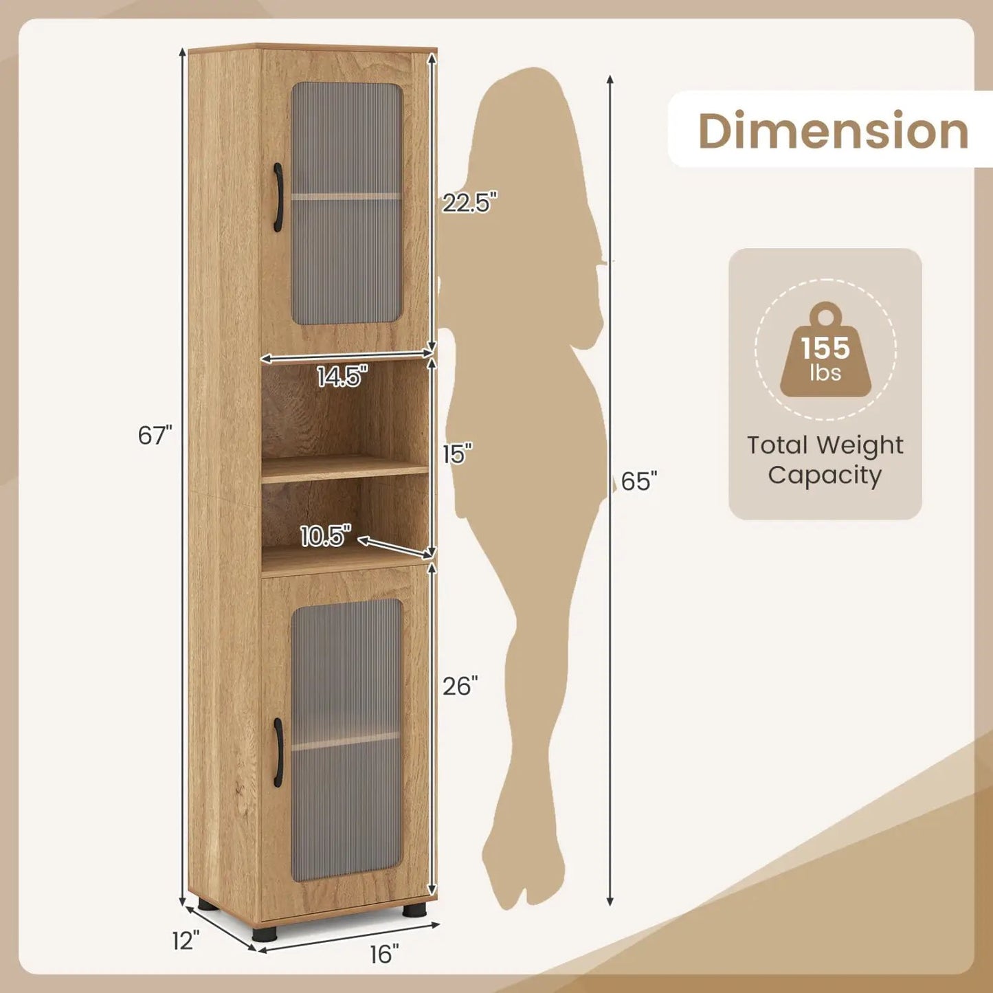 Tall Bathroom Storage Cabinet 67 Inch Organizer