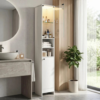 Tall Bathroom Storage Cabinet and LED Lights